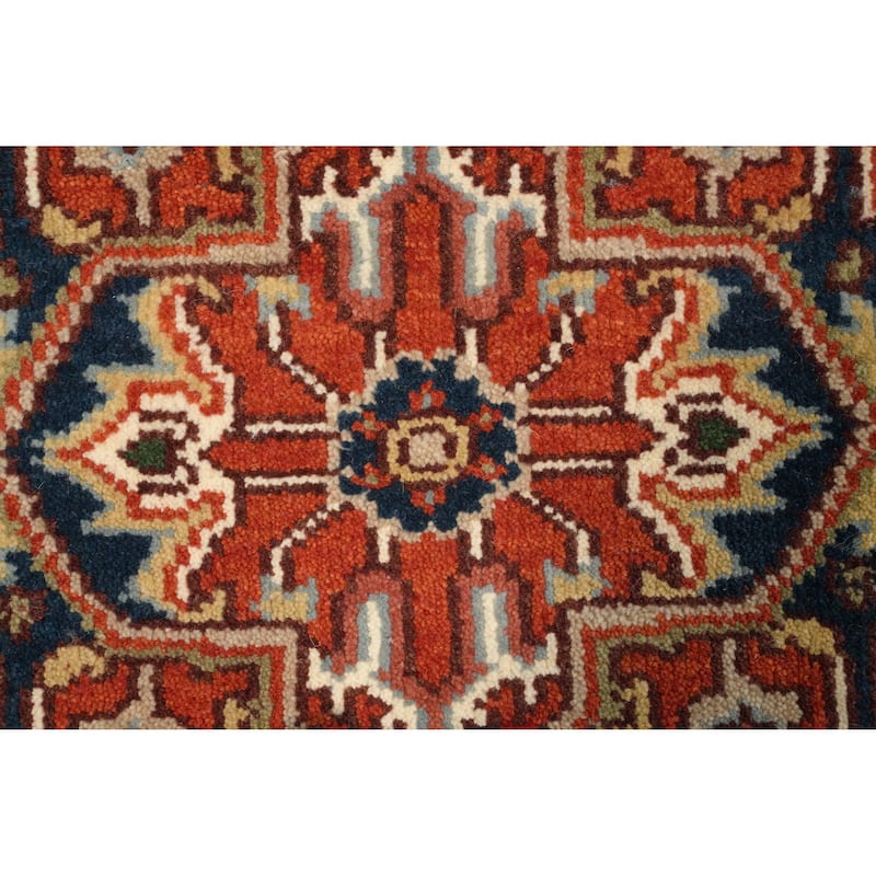 Hand Knotted Oriental 100% Wool Carpet Traditional Geometric Oranges & Rust Heriz (serapi) Area Rug - 4' 11'' X 3' 0''