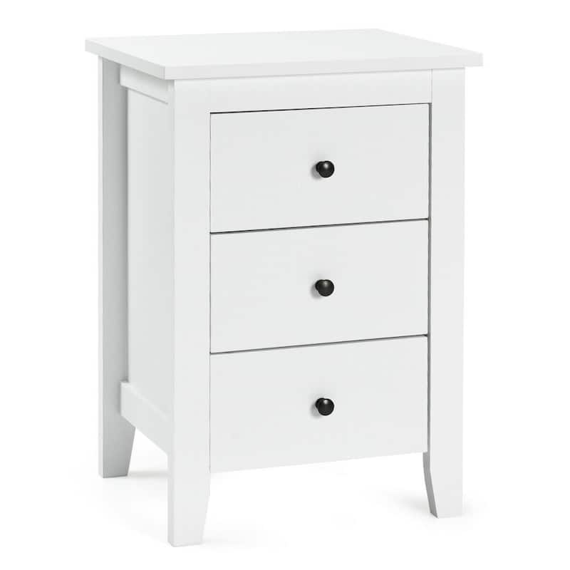 Costway 1PC/2PCS Nightstand End Beside Sofa Table w/ 3 Drawers Bedroom