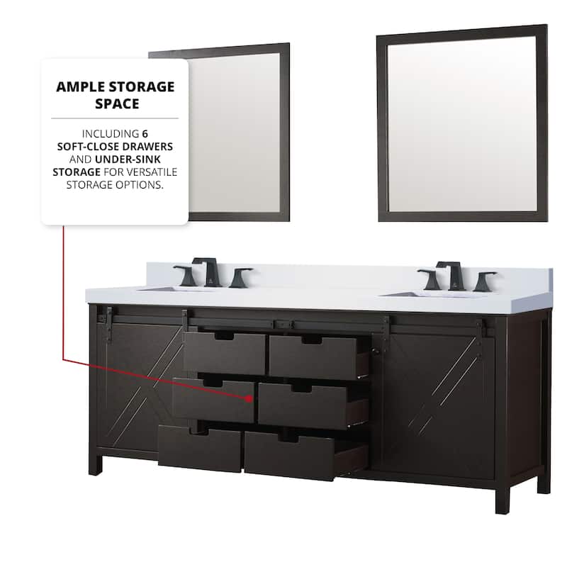 Marsyas 84 in W x 22 in D Brown Double Bath Vanity and Cultured Marble Countertop