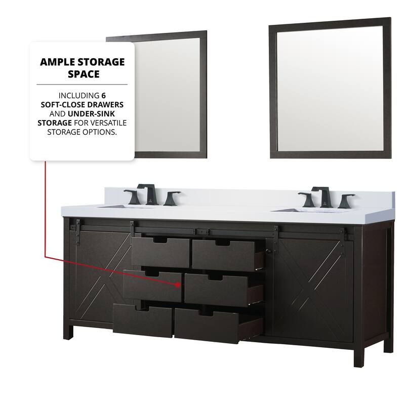 Marsyas Bath Vanity, Cultured Marble Countertop, Faucet Set and Mirrors