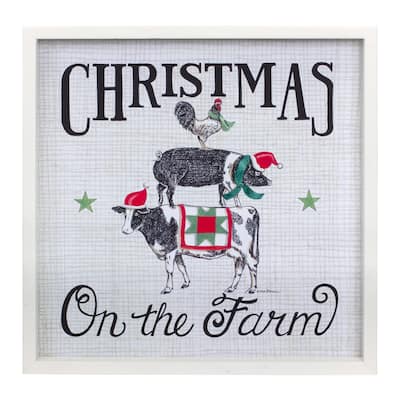 Framed Christmas on the Farm Print 15.75"SQ - 15.75 x 1.75 x 16
