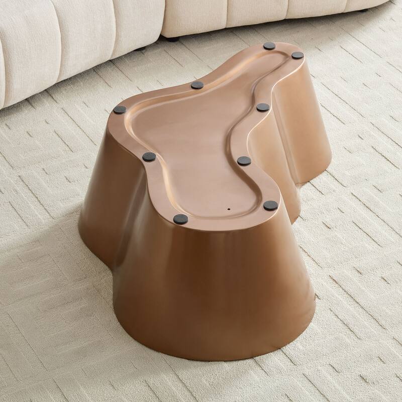 50" Unique Shape Sturdy Fiberglass Coffee Table, Tea Table for Living Room, No Need Assembly