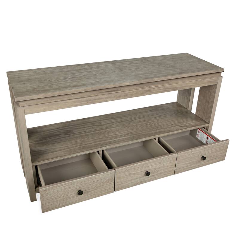 Magnussen Home Conrad Stone Harbor Grey Rectangular Sofa Table - 54''W x 17''D x 28''H