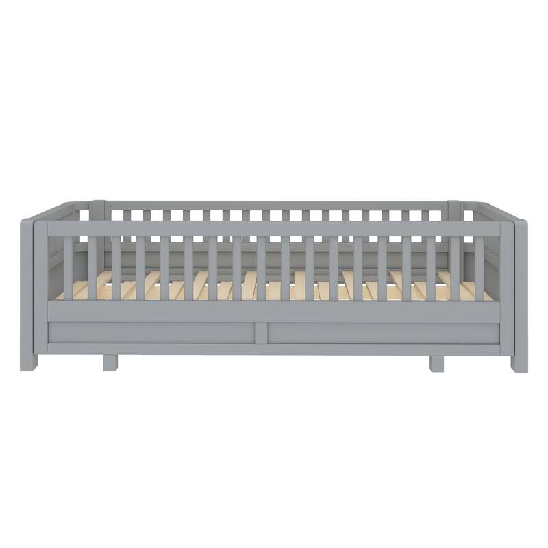 Roomfitters Convertible Floor Bed, Expandable Solid Wood Platform Frame