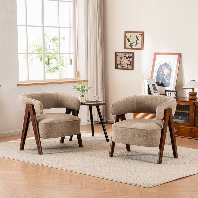 27.56" W x 23.62" D x 27.95" H Accent Arm Chair Fabric Living Room Chair Set of 2