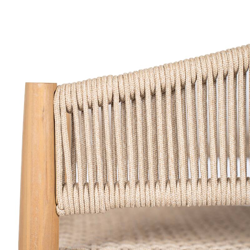 Christopher Knight Home - Natural Outdoor Acacia Wood 3-Piece Conversation Set with Rope Chairs and MGO Table