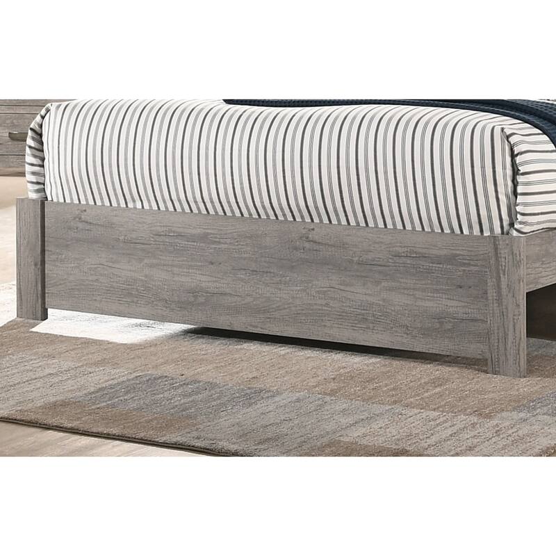 Queen Size Grey Modern Wooden Bed with Simple Design Headboard