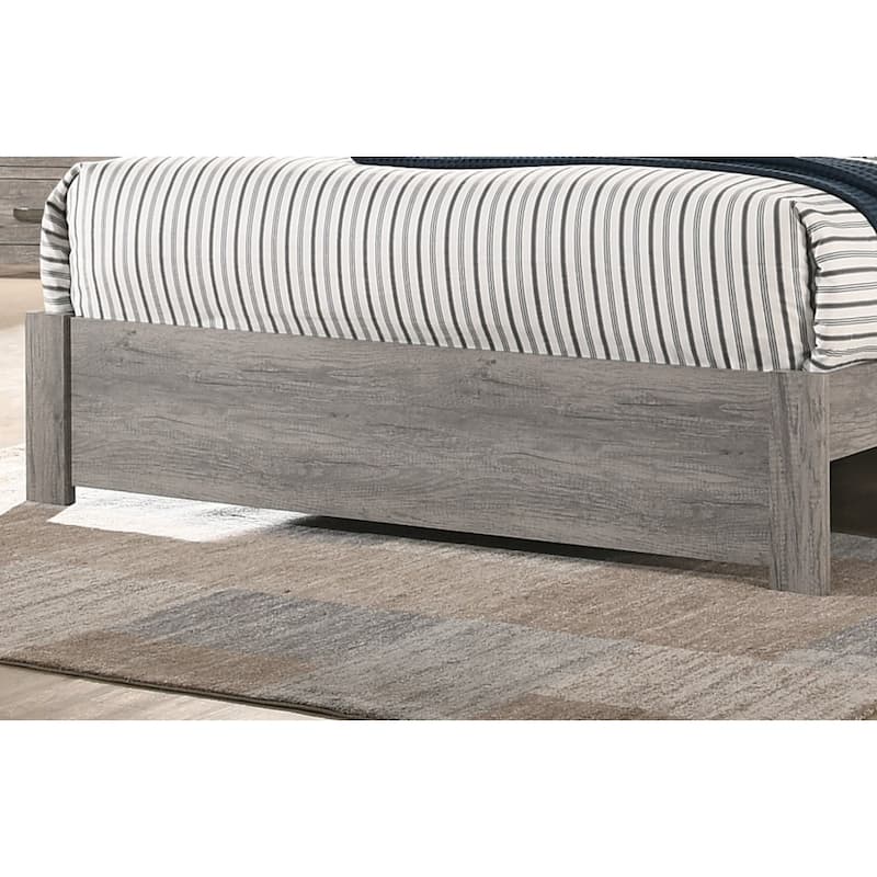 Queen Size Wooden Panel Bed with Simple Modern Headboard and Paper Laminate Finish