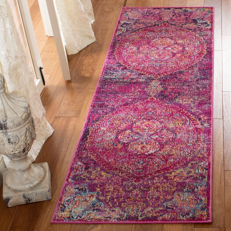 SAFAVIEH Crystal Ineza Vintage Boho Oriental Rug - 2'2" x 7' Runner - Fuchsia/Purple