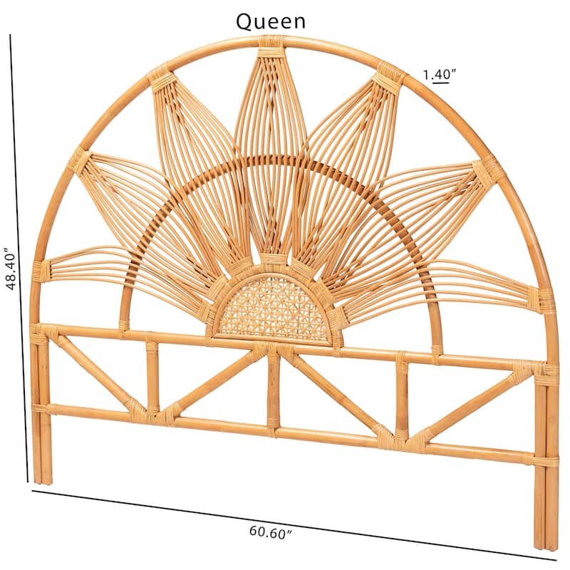 Jasmine Modern Bohemian Natural Rattan Standalone Headboard