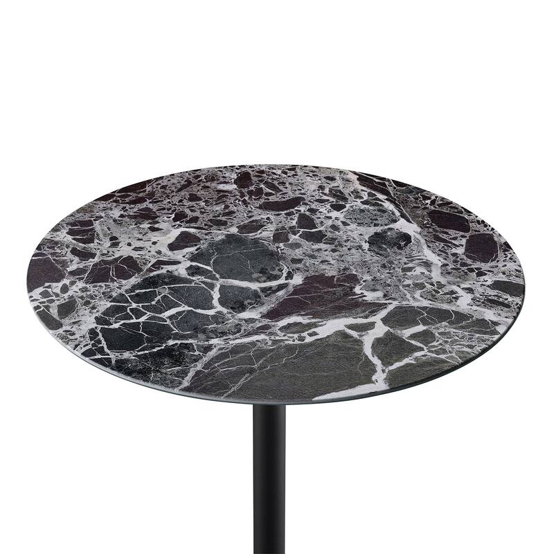 Round End Table with Marble Textured Top