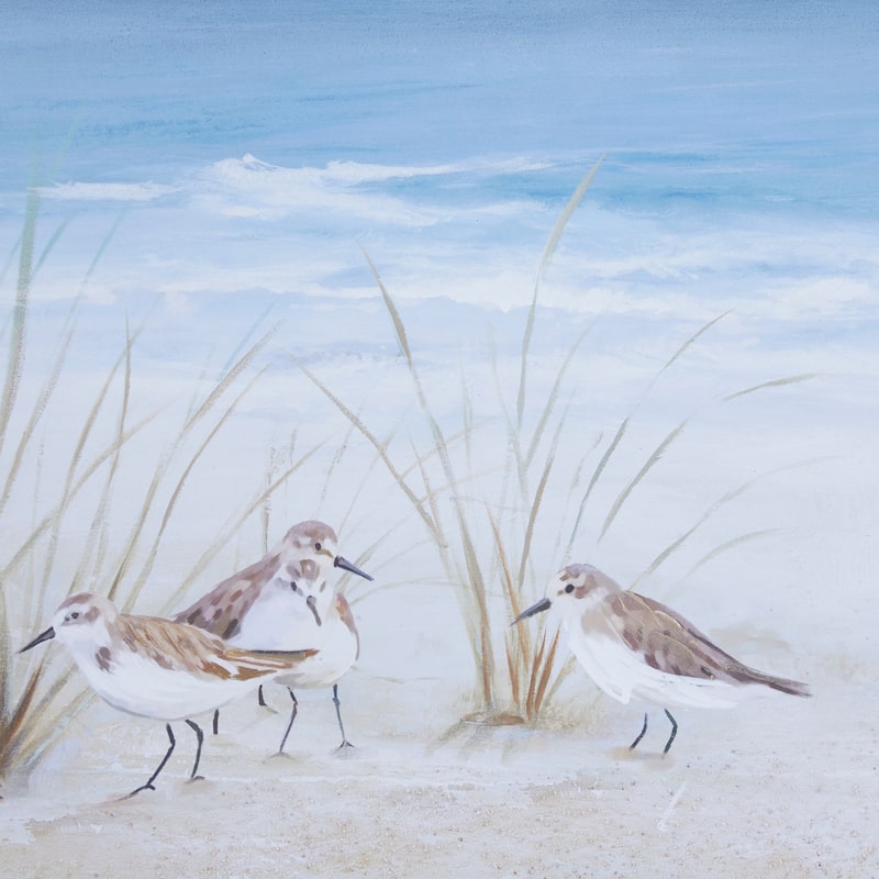 Blue Canvas Bird Framed Wall Art with Silver Frame