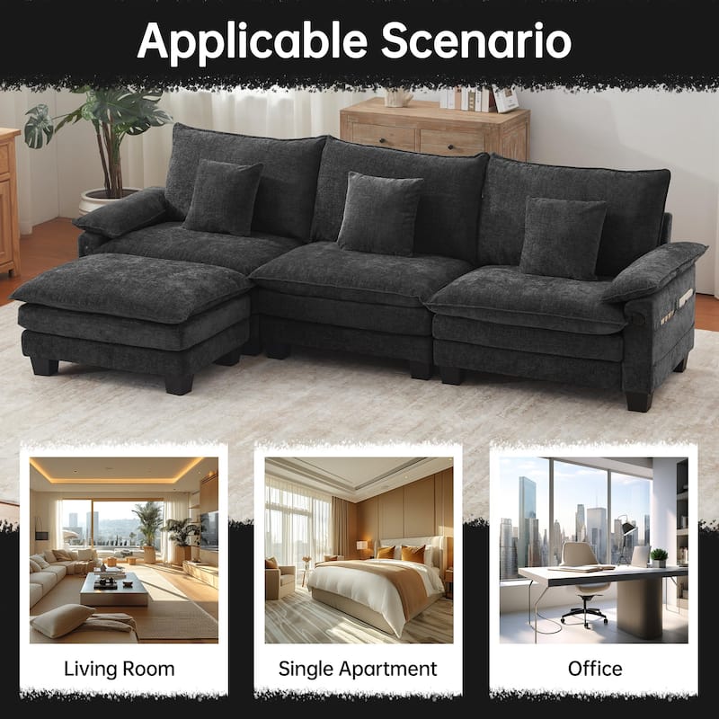 Modular Sectional Sofa Set Convertible Sectional Sleeper Sofa with Chaise for Apartment