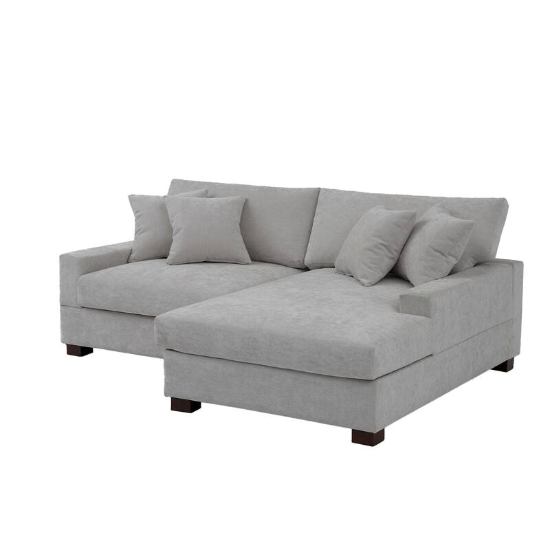 2 Set Chenille Upholstered Modular Sectional Sofa Chaise with Pillows