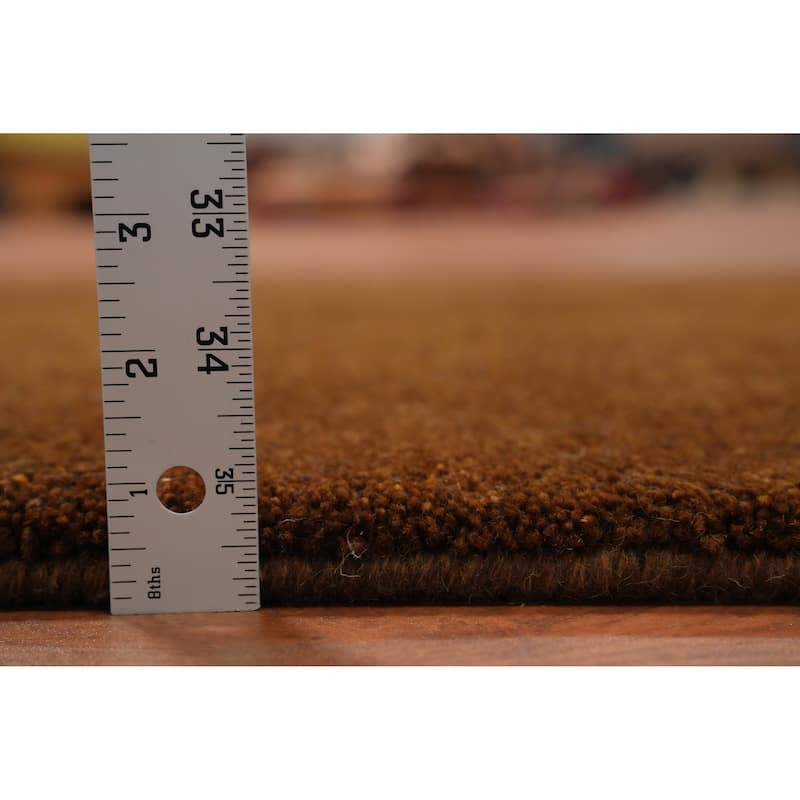 Hand Knotted Oriental 100% Wool Carpet Modern Solid Brown Gabbeh Area Rug - 3' 10'' X 2' 5''