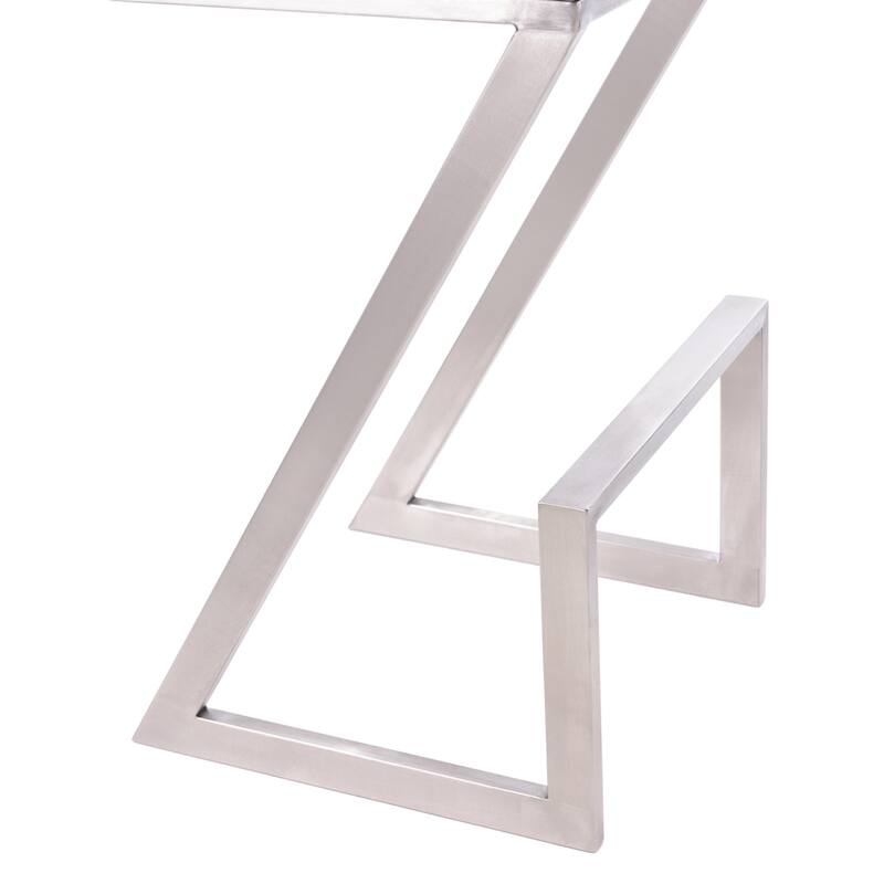 Z Shaped Metal Backless Barstool with Padded Seat, Silver and Gray