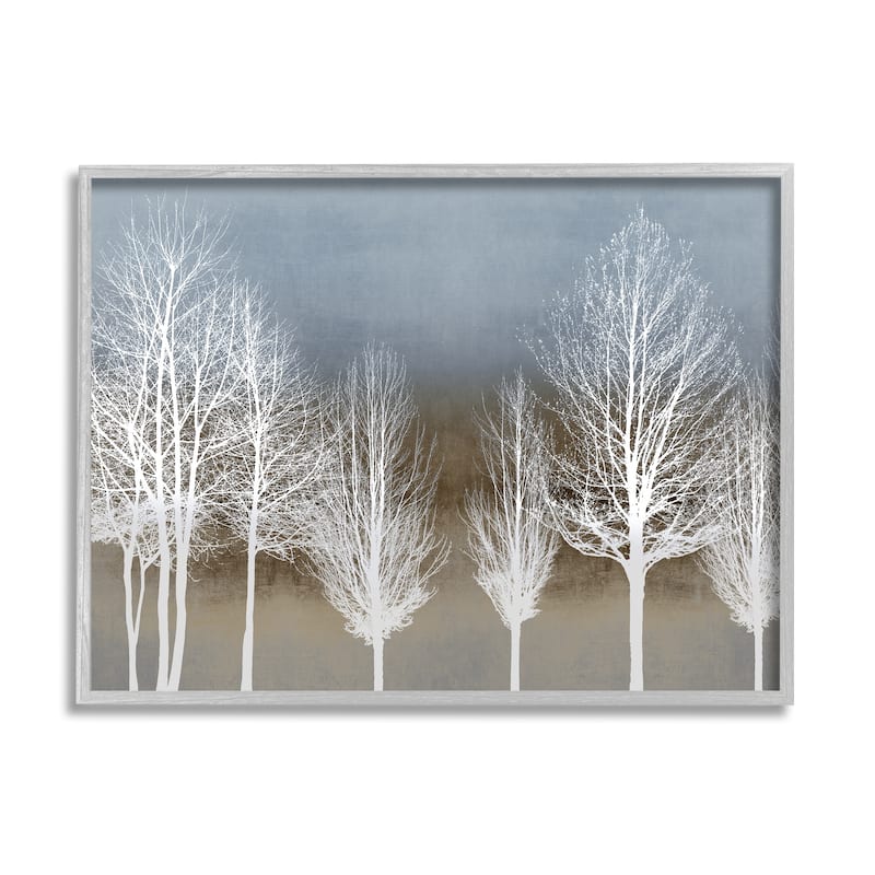 Stupell Abstract Forest Line White Bare Tree Silhouettes Framed Wall Art