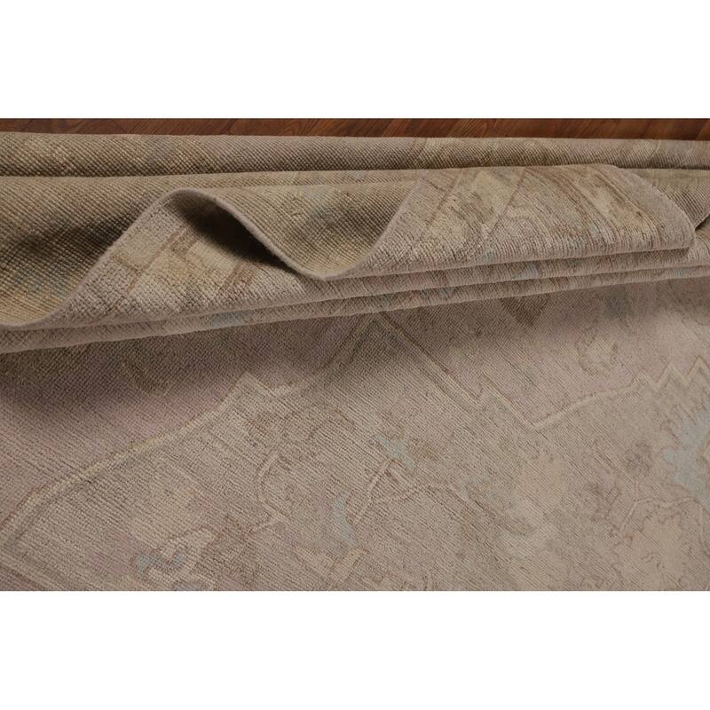 Vegetable Dye Oushak Large Square Area Rug Hand-Knotted Wool Carpet - 12'5"x 12'4"