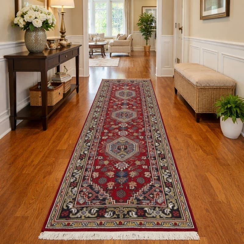 HERAT ORIENTAL Handmade Medallion Bidjar Wool Runner Rug - 2'9 x 12'