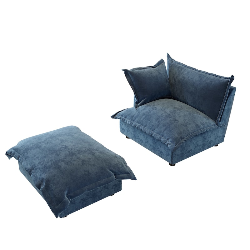 Modern Cloud Chaise Longue Accent Chair with Ottoman set