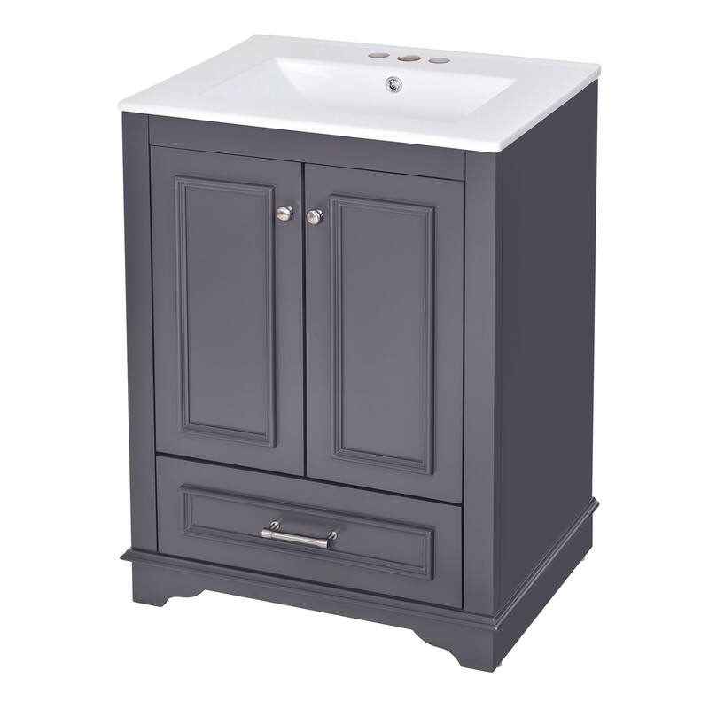 24" Bathroom Vanity with Ceramic Sink and Soft Closing Doors