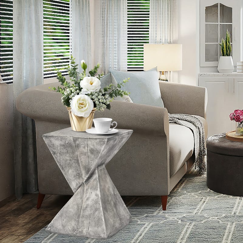 Adeco Outdoor Indoor Concrete Side Table Modern Accent End Table