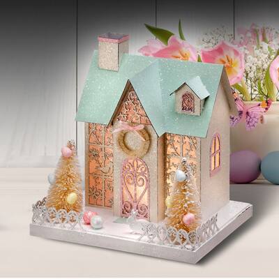 Lit Easter House 8.75X9.5" - 8.75