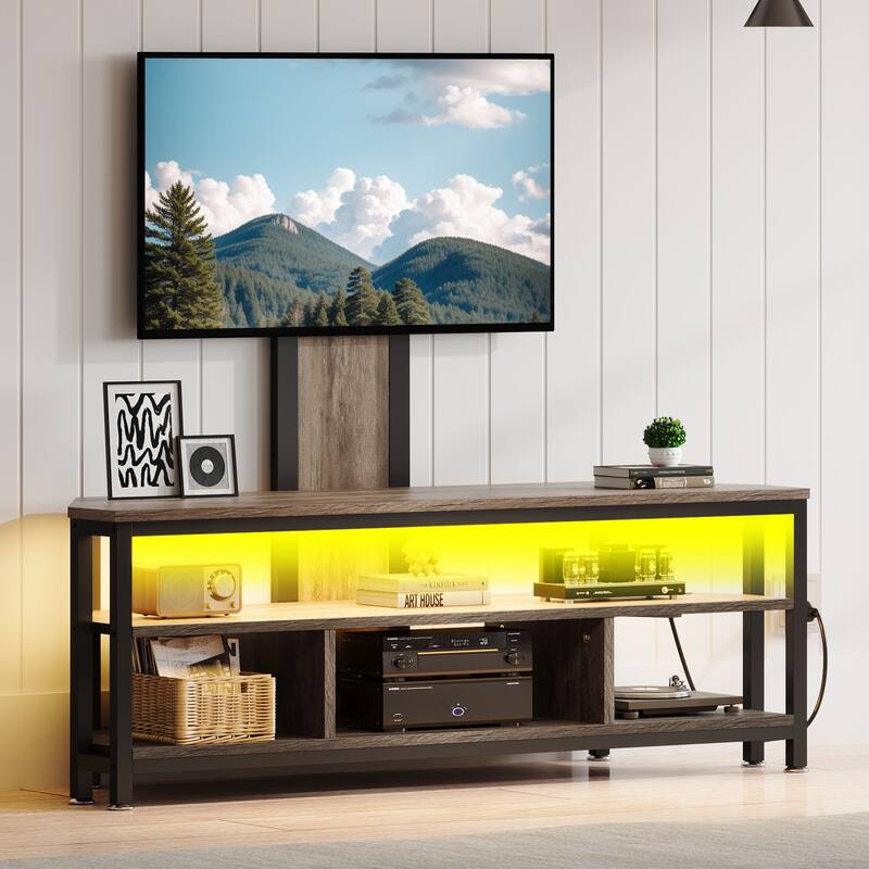 Moasis LED Light TV Stand with Mount, Power Outlet amd USB Port for TVs up to 70"