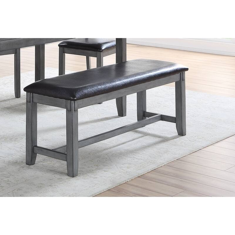 Dining Room Furniture Casual Modern 6pc Set Dining Table 4x Side Chairs and A Bench Rubberwood and Birch veneers Gray Fi
