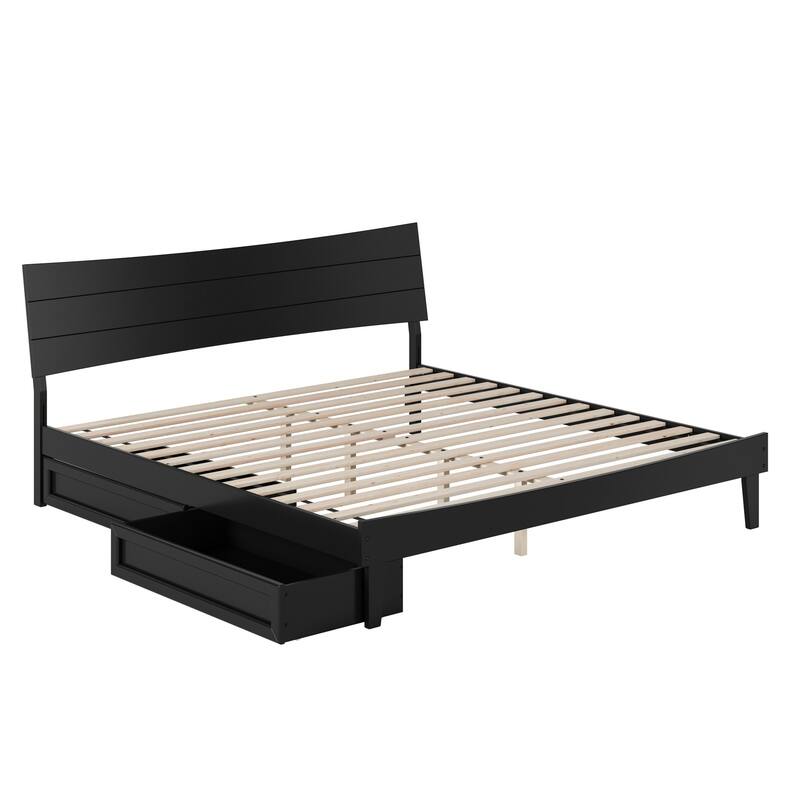 Phoenix Wood Platform Bed with Storage Drawers
