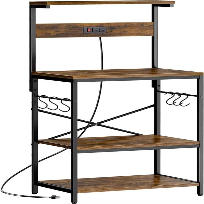 Kitchen Bakers Rack - 16.5"D x 23.6"W x 50.6"H - Rustic Brown