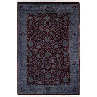 Overdyed One-of-a-Kind Hand-Knotted Area Rug - Red - 4' 1" x 6' 2"