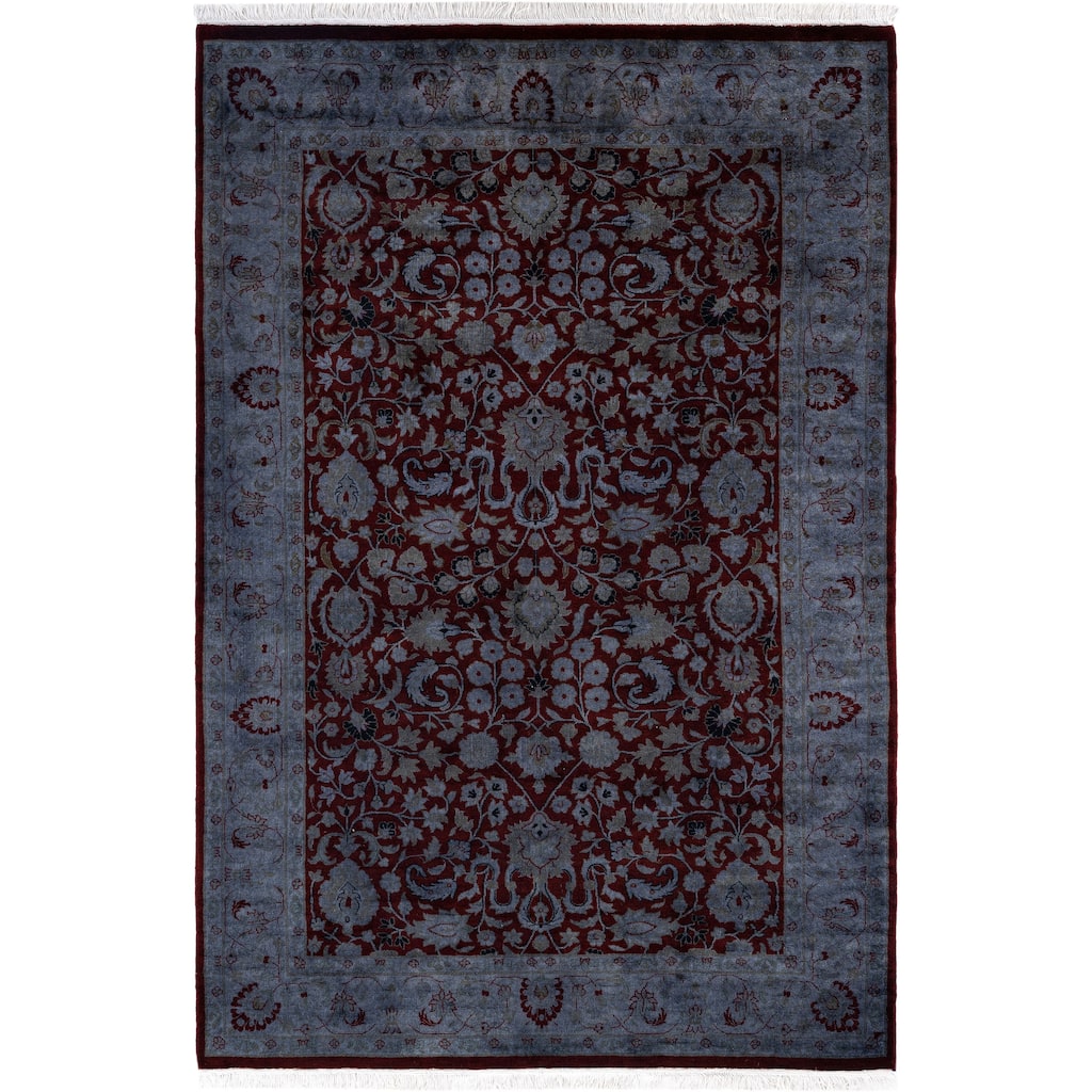 Overdyed One-of-a-Kind Hand-Knotted Area Rug - Red - 4' 1" x 6' 2"