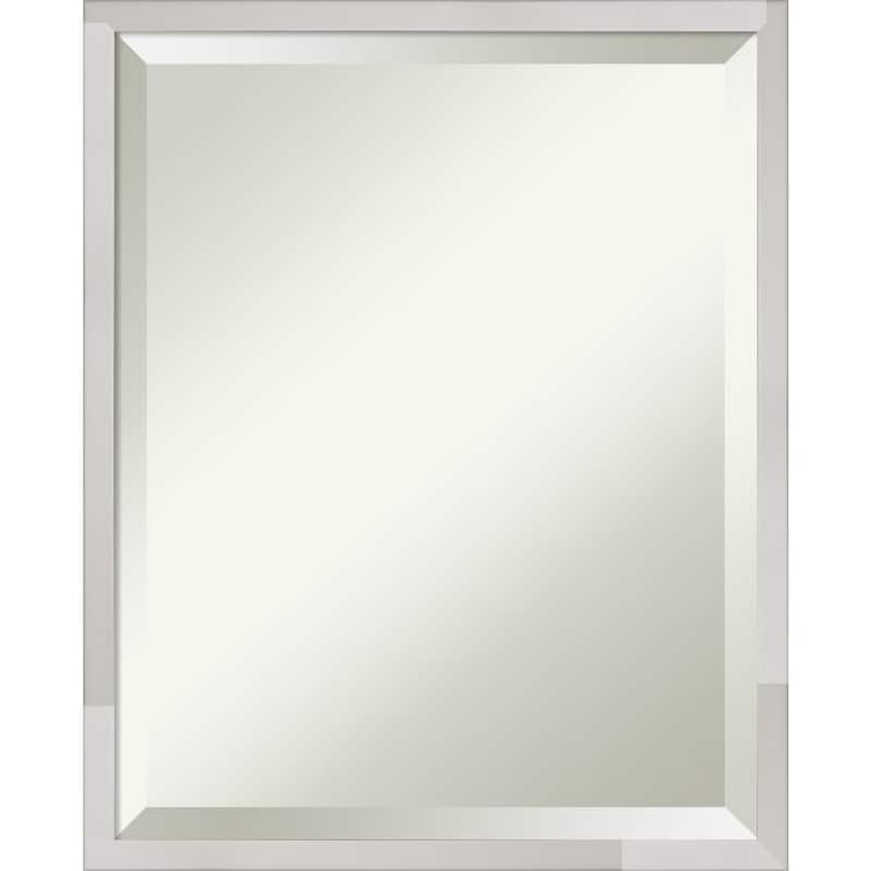 Beveled Wood Bathroom Wall Mirror - Svelte Silver Frame - Svelte Silver