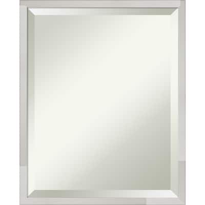Beveled Wood Bathroom Wall Mirror - Svelte Silver Frame - Svelte Silver