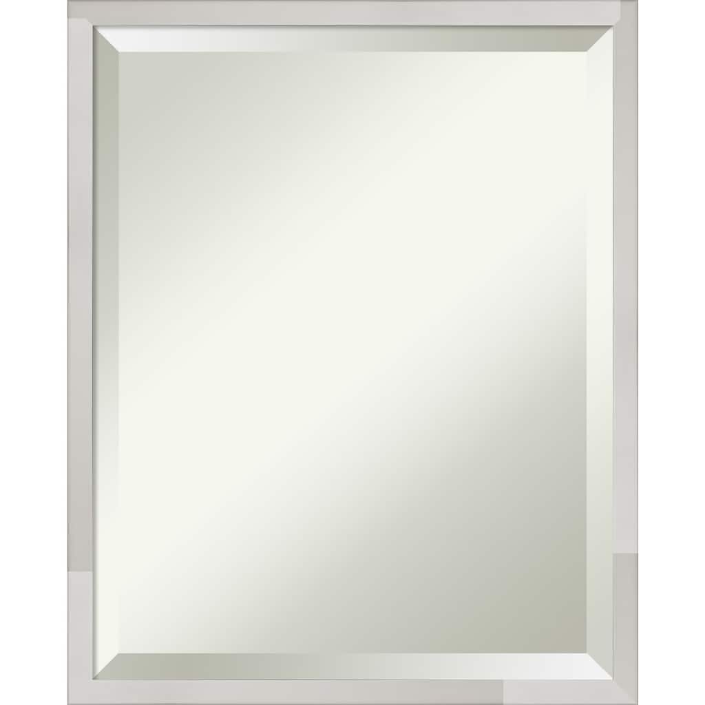 Beveled Wood Bathroom Wall Mirror - Svelte Silver Frame - Svelte Silver