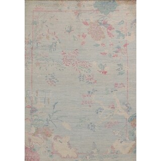 Vegetable Dye Blue Oushak Turkish Rug Hand-Knotted Bedroom Wool Carpet ...