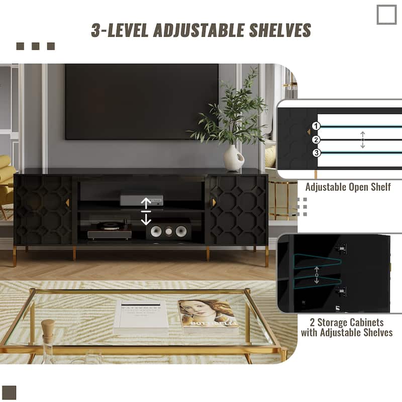 Clihome High Gloss Storage 70'' TV Stand