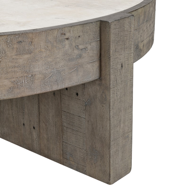 Classic Home Sonoma 52" Round Reclaimed Pine Coffee Table in Distressed Gray