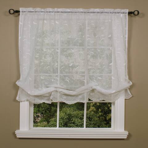 Hathaway Scroll Motif Embroidered Balloon Curtain Sheer by Habitat - 54" x 63"