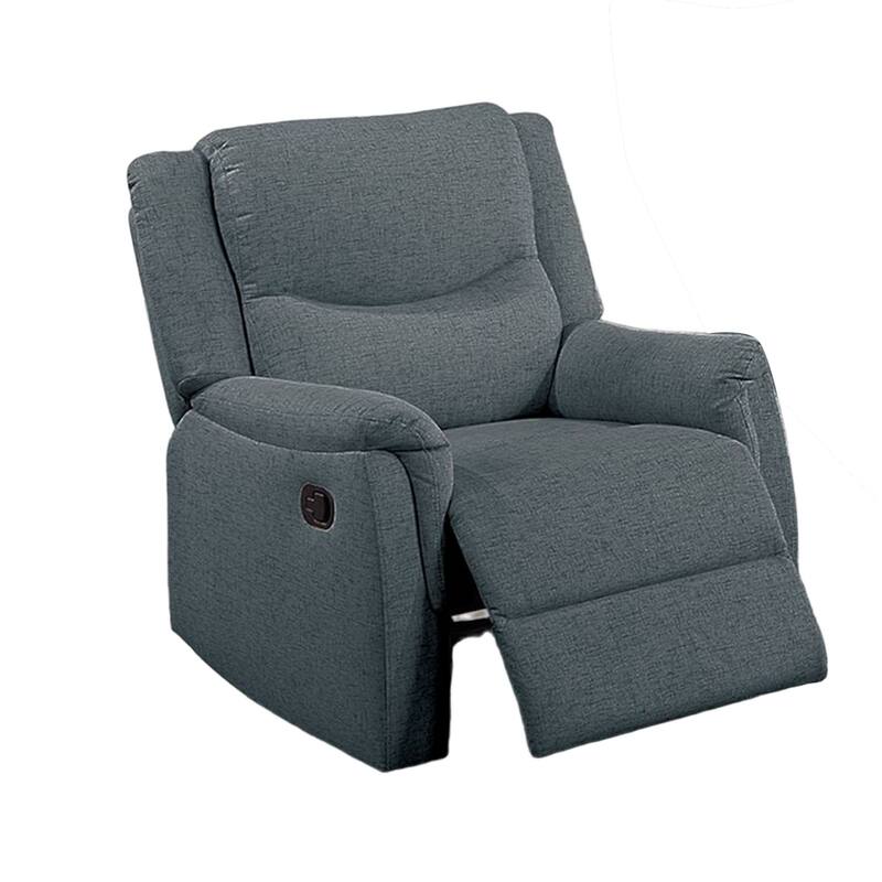 Ammy Manual Recliner Chair, Pillow Top Arms, Dark Gray Faux Burlap