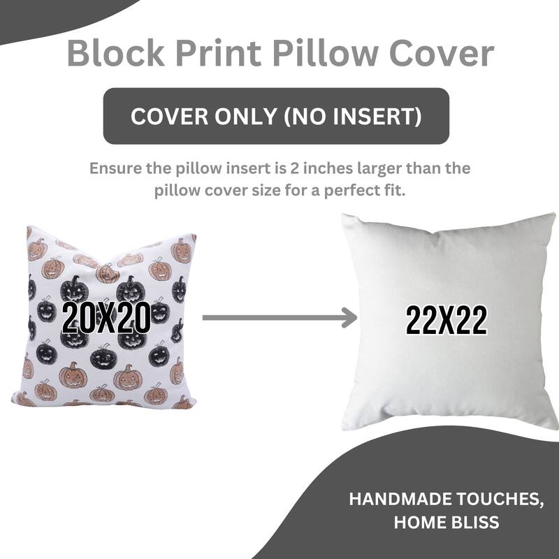 Fabdivine Handmade Block Print Cotton Green Pillow Cover, Pumpkin