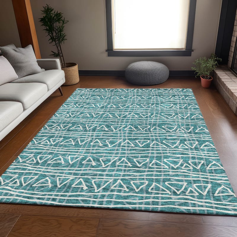 Machine Washable Indoor/ Outdoor Chantille Boho Morrocan Rug
