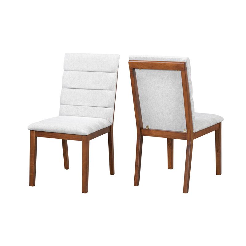 Modern 2 Piece Fabric Walnut Dining Chair with Cushion and Backrest for Dining Room, Kitchen Bedroom Living Room