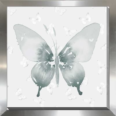 "Grey Watercolor Butterflies II (Square)" Print on Acrylic