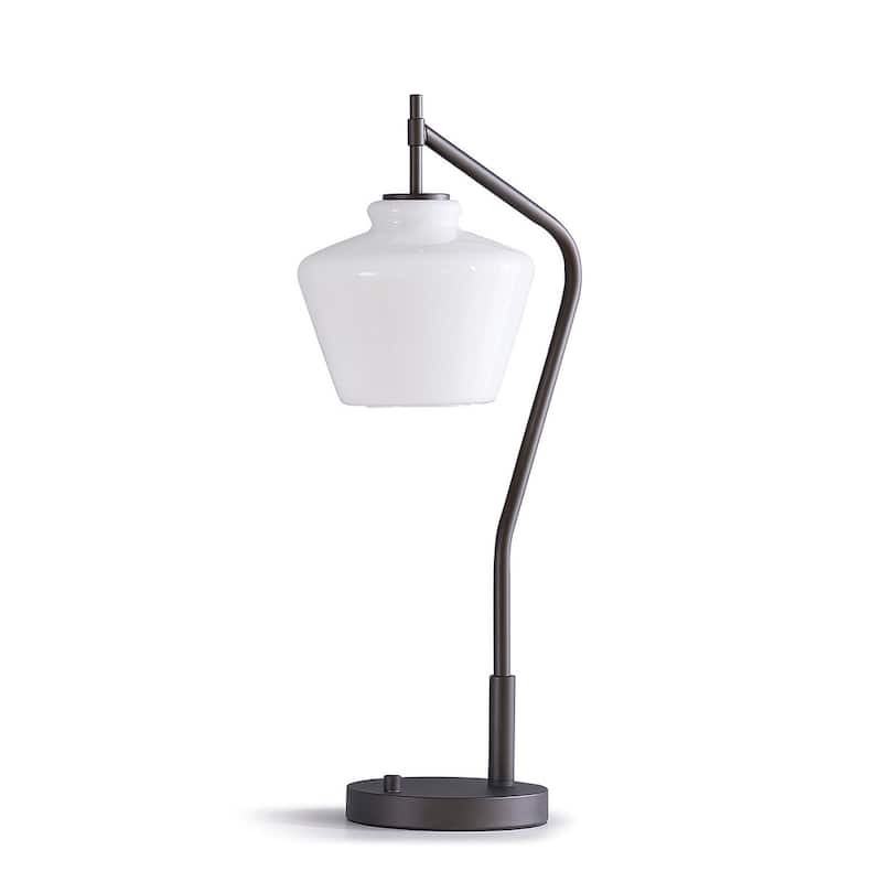 Cafe Glass Shade 26.5" H Table Lamp - DarkBronze /GlassWhite