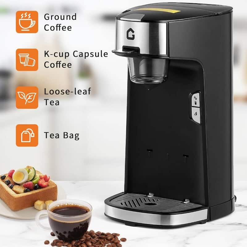 Single Serve Coffee Maker, Small K Pod Coffee Machine for Capsule, Ground & Tea Bag