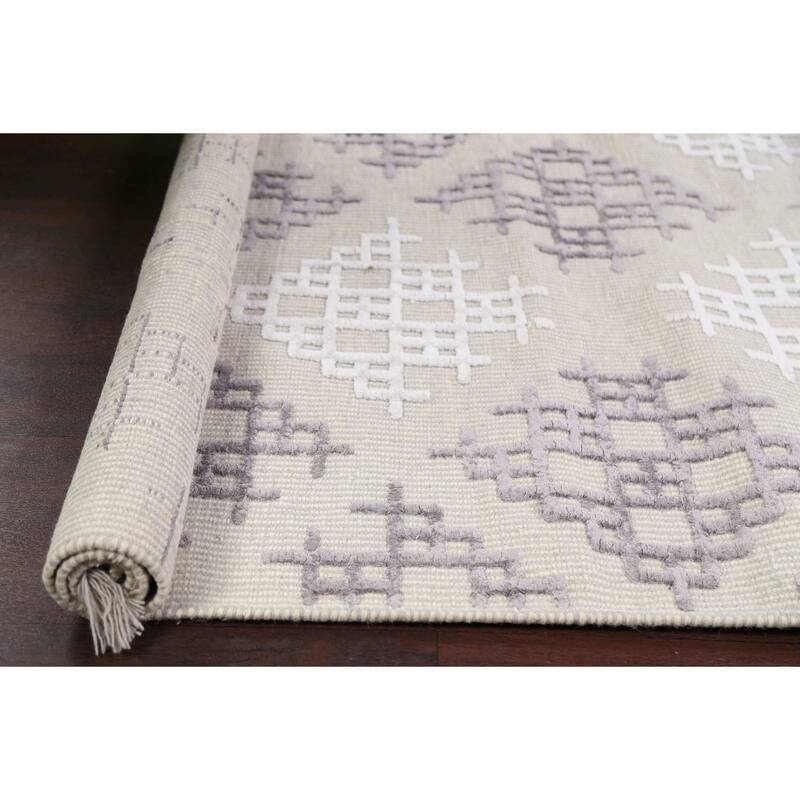 Contemporary Geometric Moroccan Oriental Wool Area Rug Handmade Carpet - 5'4" x 7'4"
