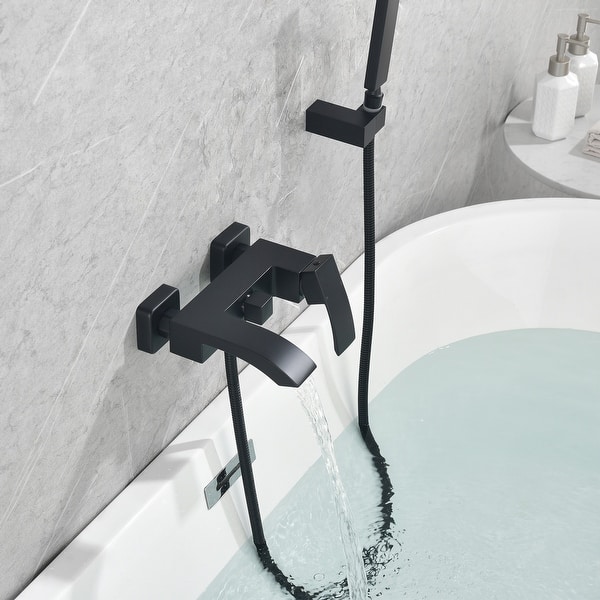 slide 2 of 19, Solid Brass Wall Mounted Roman Tub Faucet with Handheld Shower Head