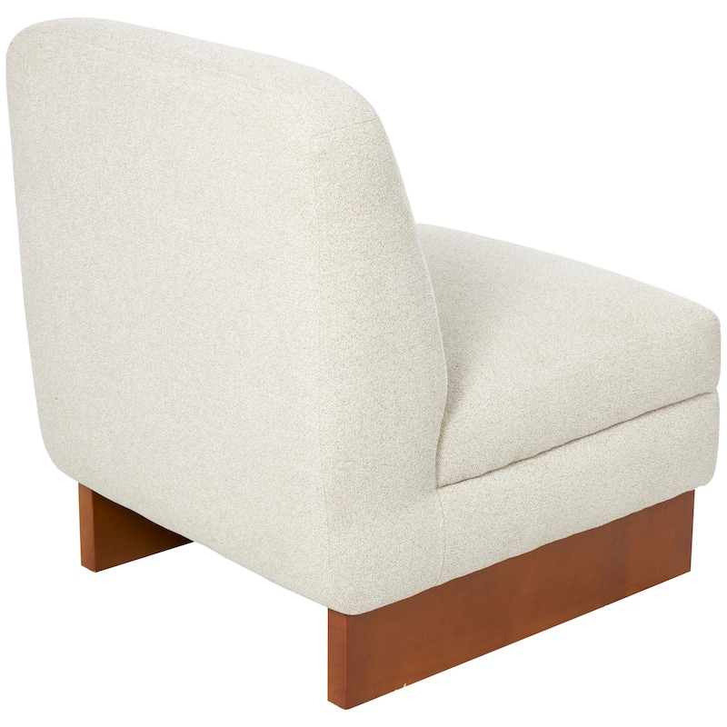 Polyester Boucle Accent Chair with Brown Wooden Legs - White - Roche River Decor - 28"W x 25"L x 31"H